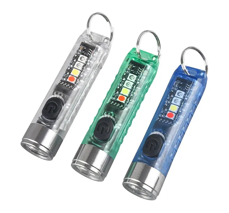 Mini EDC LED Flashlight Keychain Light USB Rechargeable UV Lamp Magnetic Torch Emergency Camping Lantern