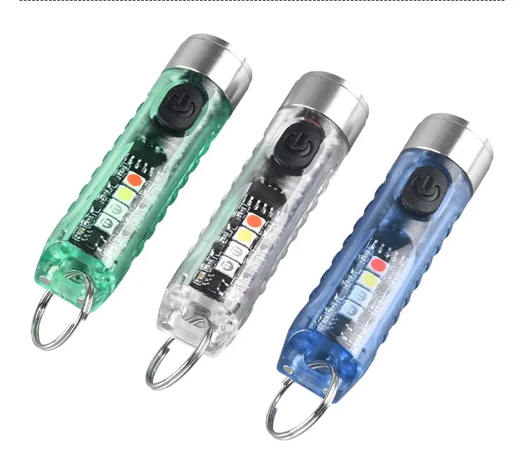 Mini EDC LED Flashlight Keychain Light USB Rechargeable UV Lamp Magnetic Torch Emergency Camping Lantern
