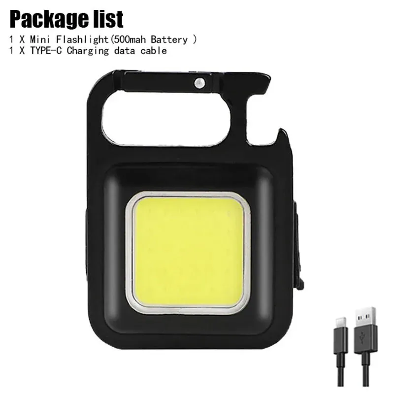 Mini EDC LED Flashlight Keychain Light USB Rechargeable UV Lamp Magnetic Torch Emergency Camping Lantern