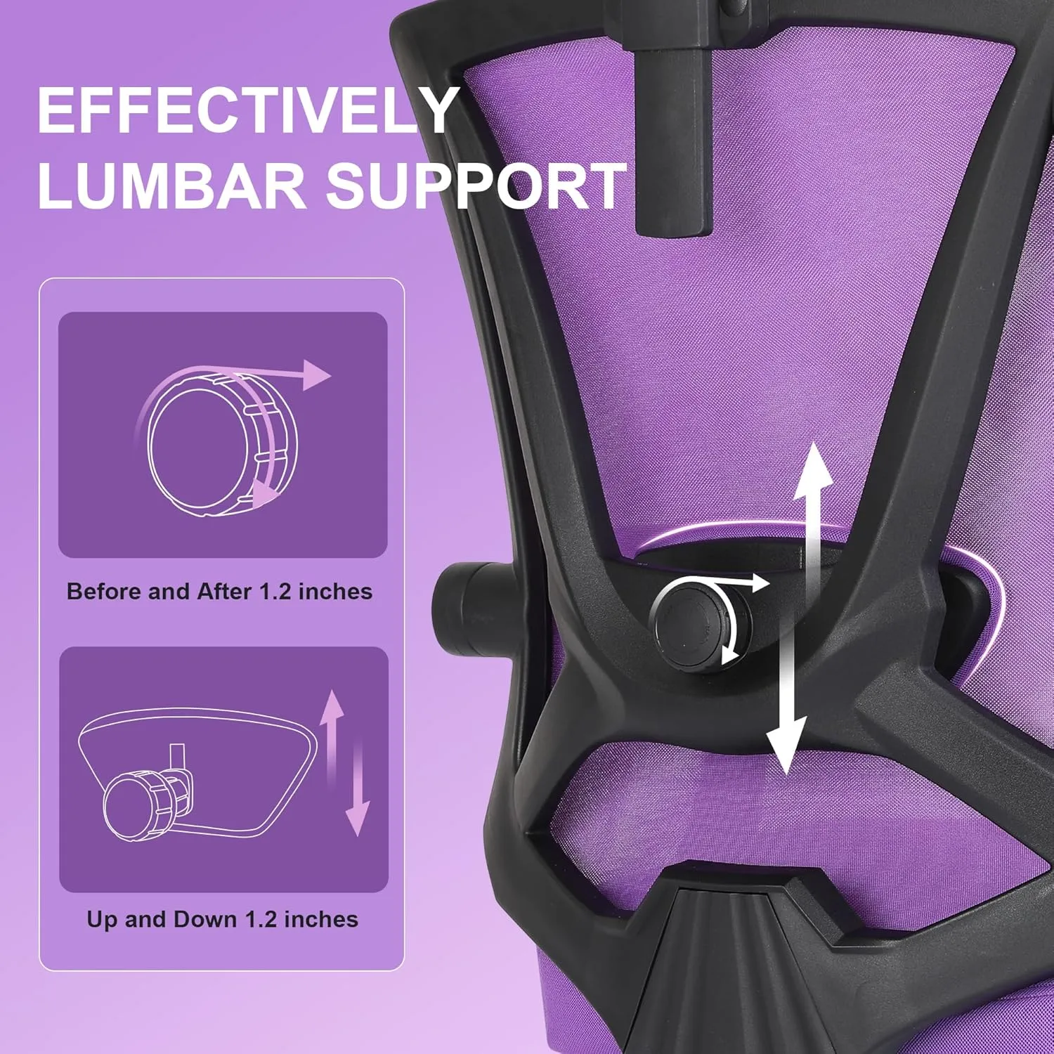 Misolant Ergonomic Office Chair with Footrest, Purple Desk Chair with Adjustable 2D Lumbar Support, High Back Mesh Ergonomic Computer Chairs with Adjustable Headrest for Home