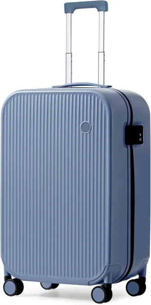 mixi Hardside PC Suitcase 20 Inch Carry On Luggage Spinner Wheels TSA with Cover, Sapphire Blue