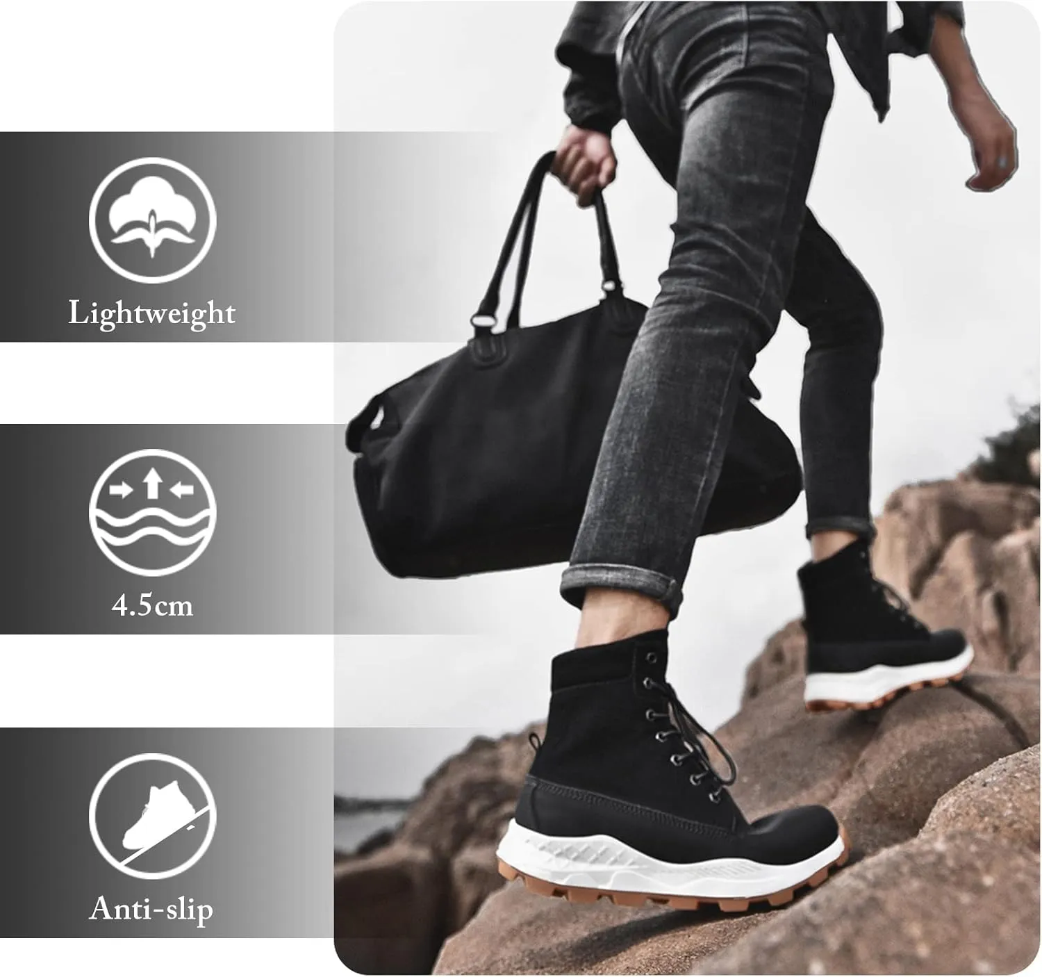 Mnplciea Hiking Boots for Men Lightweight Non-Slip Trekking Camping Casual Ankle Boot Outdoor Comfortable Work Boot