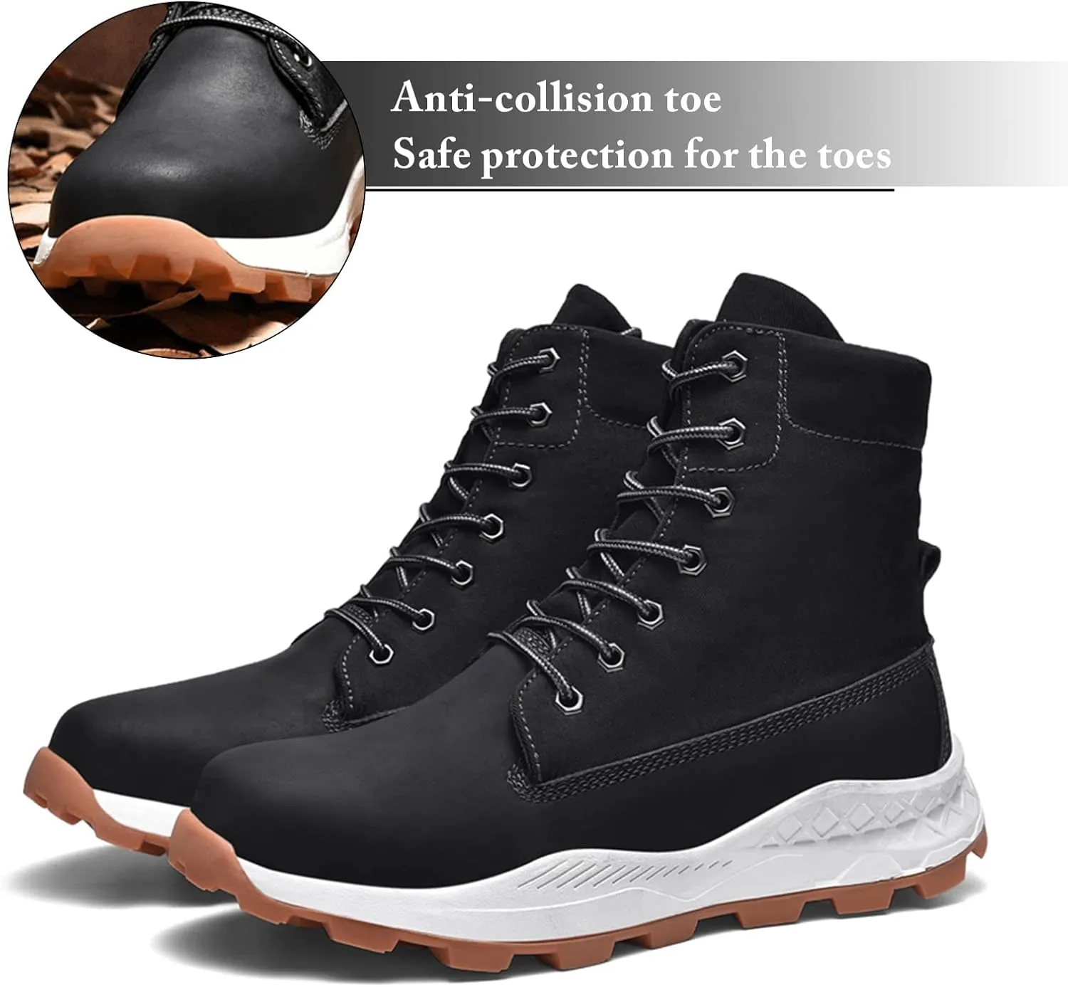 Mnplciea Hiking Boots for Men Lightweight Non-Slip Trekking Camping Casual Ankle Boot Outdoor Comfortable Work Boot