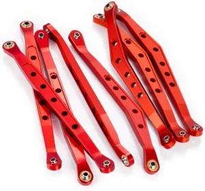 MOHERO Aluminum Linkage Rod Arm Set Upper and Lower Suspension Links Set of 8 for 1/10 Axial Wraith RC Truck (Red)