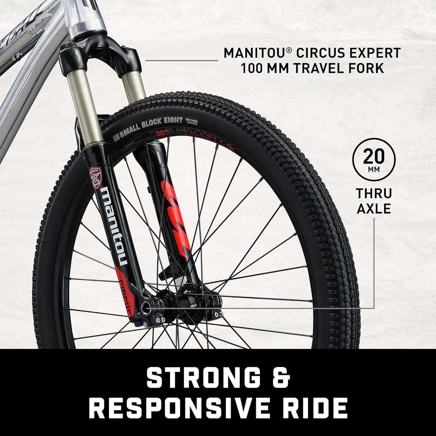 Mongoose Fireball Dirt Jump Mens and Womens Mountain Bike, 26-Inch Wheels, Mechanical Brakes, T1 Aluminum Frame