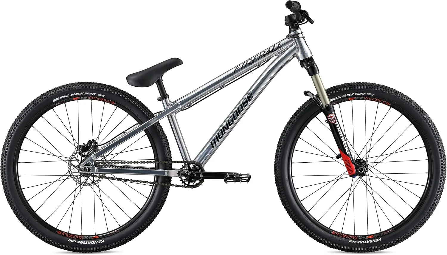 Mongoose Fireball Dirt Jump Mens and Womens Mountain Bike, 26-Inch Wheels, Mechanical Brakes, T1 Aluminum Frame