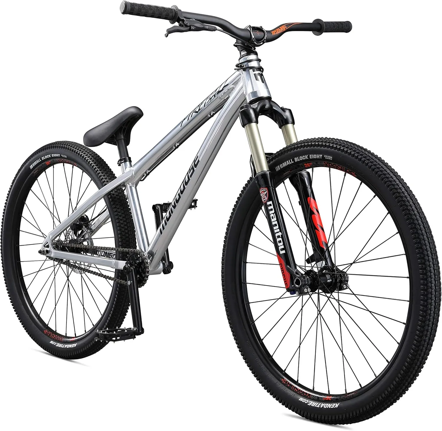 Mongoose Fireball Dirt Jump Mens and Womens Mountain Bike, 26-Inch Wheels, Mechanical Brakes, T1 Aluminum Frame
