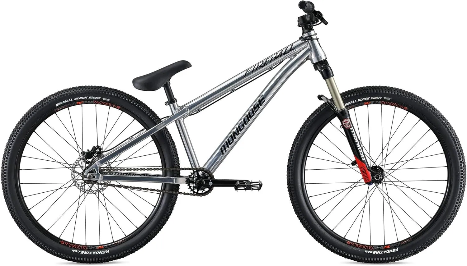 Mongoose Fireball Dirt Jump Mens and Womens Mountain Bike, 26-Inch Wheels, Mechanical Brakes, T1 Aluminum Frame