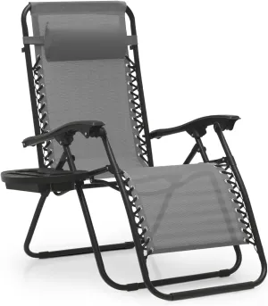 MoNiBloom Zero Gravity Chair Outdoor Folding Patio Lounge Chair for Outside Reclining Lawn Chair Recliner Beach Chair for Adults, Grey