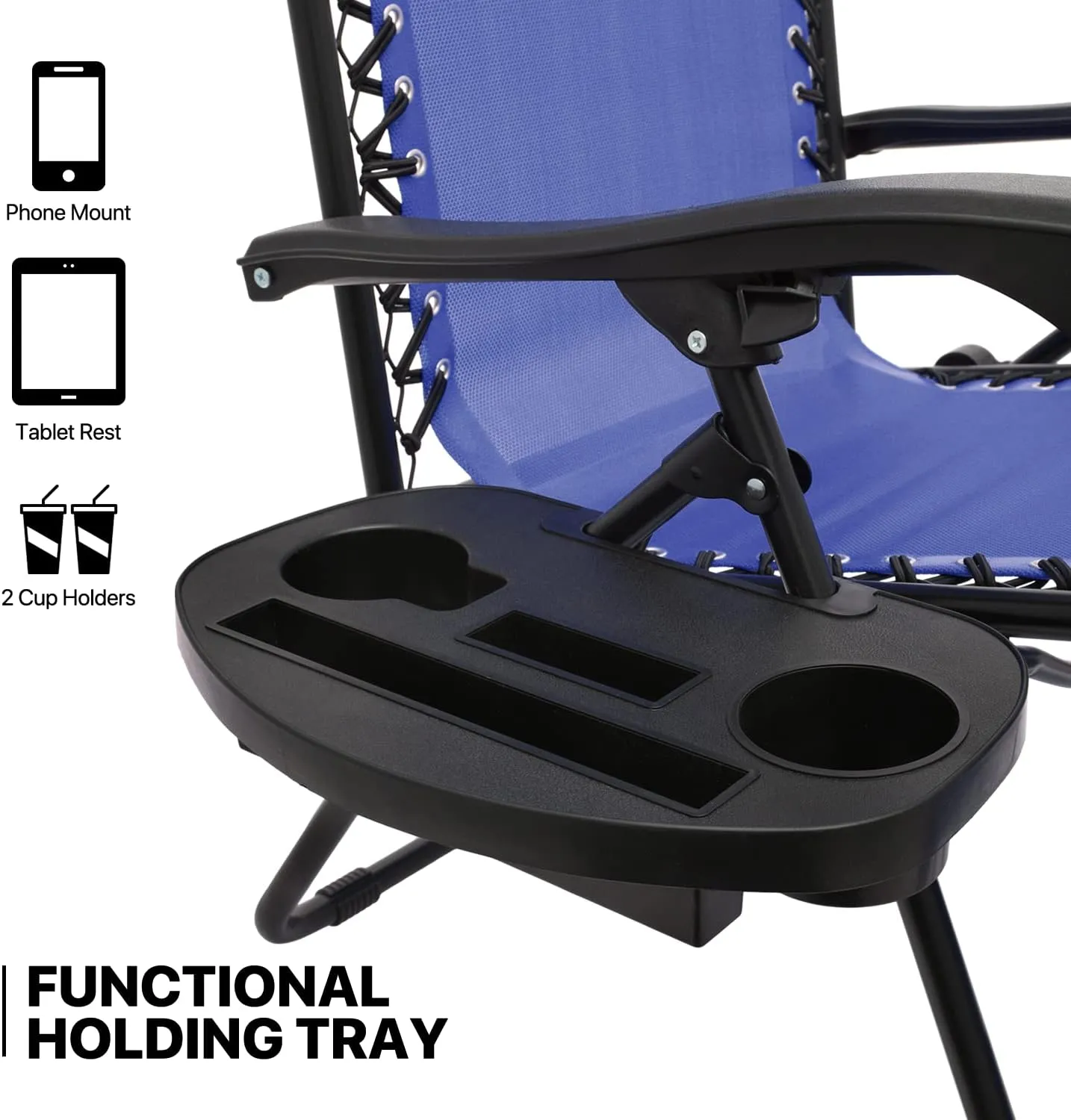 MoNiBloom Zero Gravity Chairs Set of 2 Outdoor Folding Patio Lounge Chairs for Outside Reclining Lawn Chairs Recliner Beach Chairs for Adults, Blue