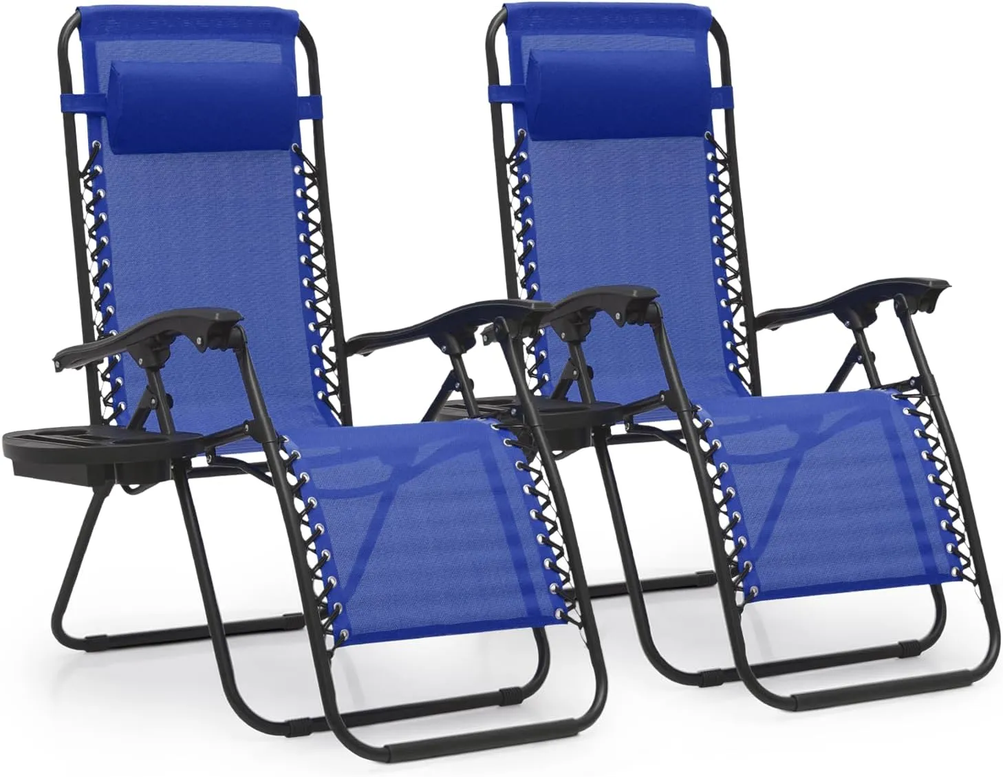 MoNiBloom Zero Gravity Chairs Set of 2 Outdoor Folding Patio Lounge Chairs for Outside Reclining Lawn Chairs Recliner Beach Chairs for Adults, Blue