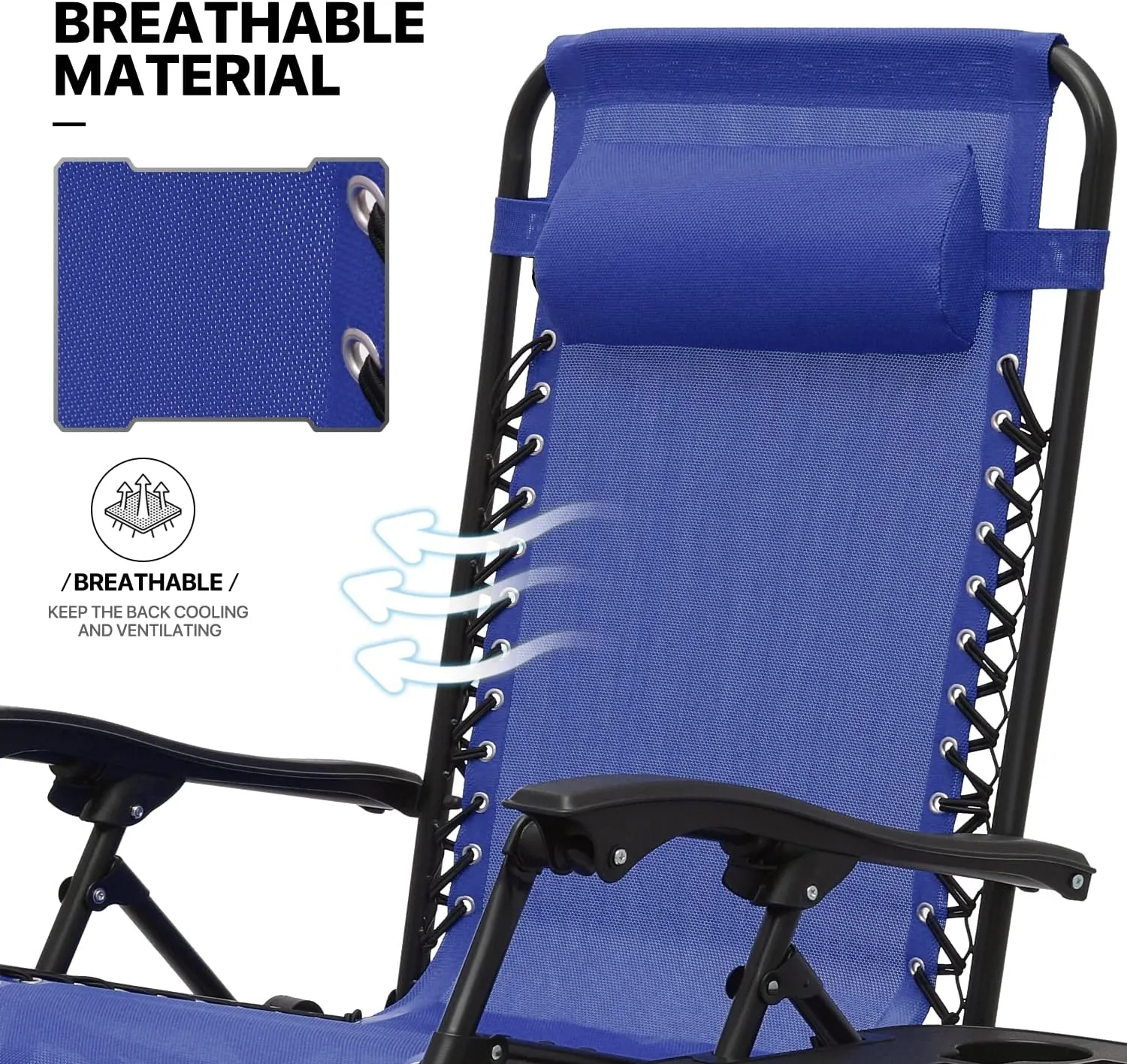 MoNiBloom Zero Gravity Chairs Set of 2 Outdoor Folding Patio Lounge Chairs for Outside Reclining Lawn Chairs Recliner Beach Chairs for Adults, Blue