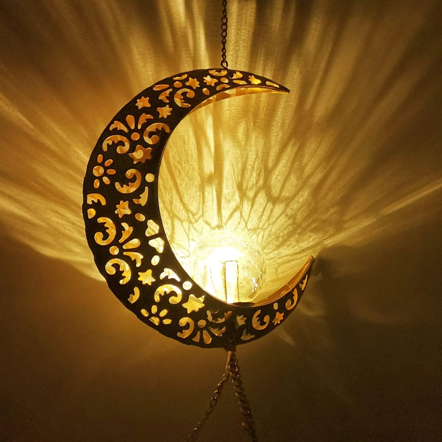 Moon Wind Chimes Solar Outdoor, Mother's Day Wind Chime Gift for Mom, Women, Grandma, Garden Courty ard Lawn Decor, Thanksgiving Gifts, Moon Gifts, Wind Chimes for Outside