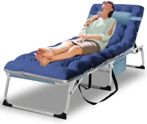 MOPHOTO Portable Folding Camping Cot with Mattress, Adjustable Face Down Tanning Chaise Lounge Chair Folding Bed Sleeping Cots Beds for Adults, Use for Outdoor Travel Camp Beach Patio