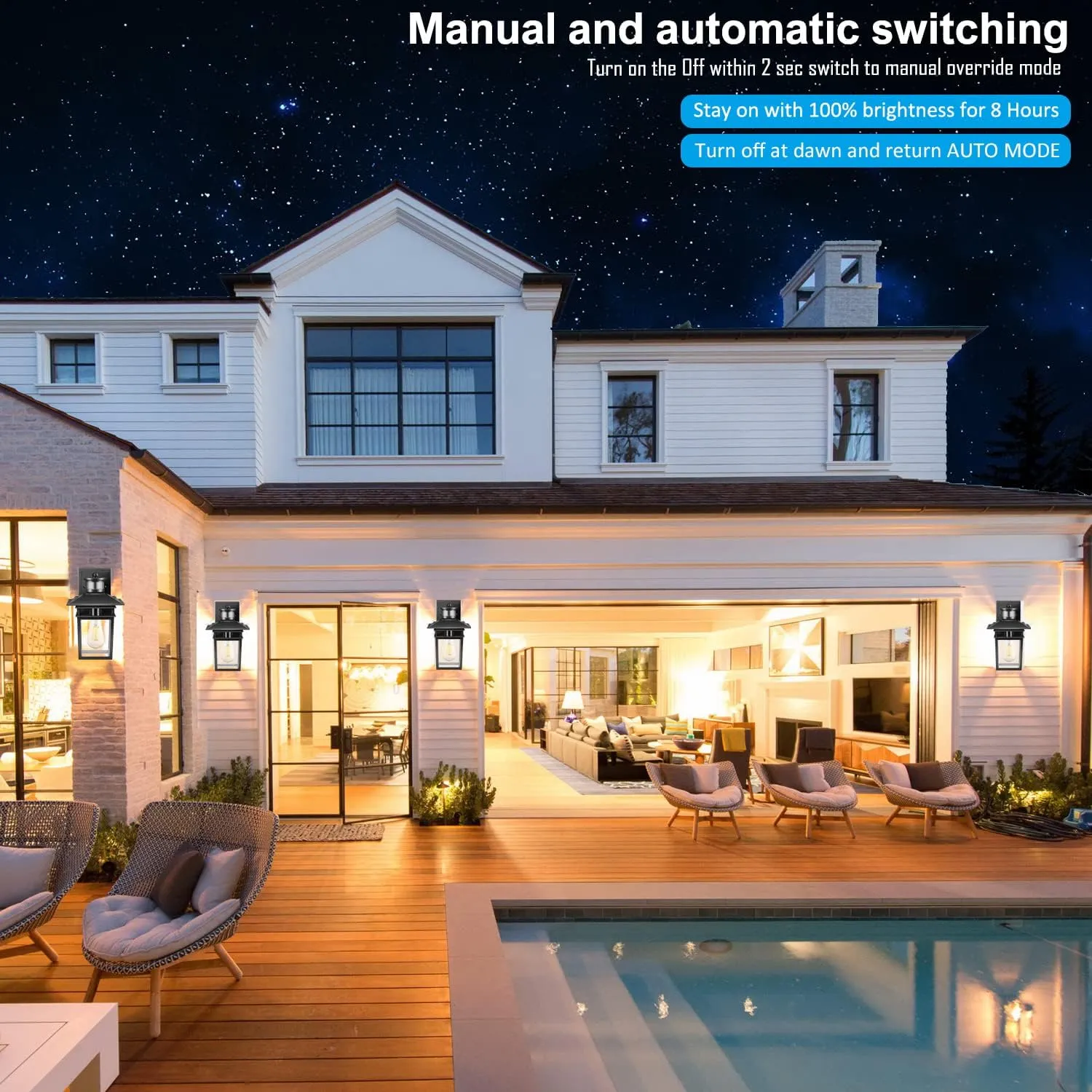 Motion Sensor Outdoor Lights Wall Mount, Dusk to Dawn Exterior Light Fixture, Aluminum Waterproof Anti-Rust Black Porch Light Outside Wall Lights, for House Front Door,Garage and Entrance Lighting