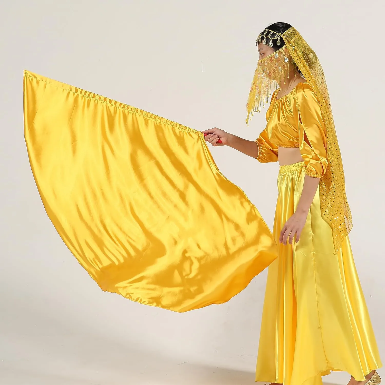 MUNAFIE Elliptic Worship Flags for Dance Praise Church Flags for Worship Banderas de Danza Gold