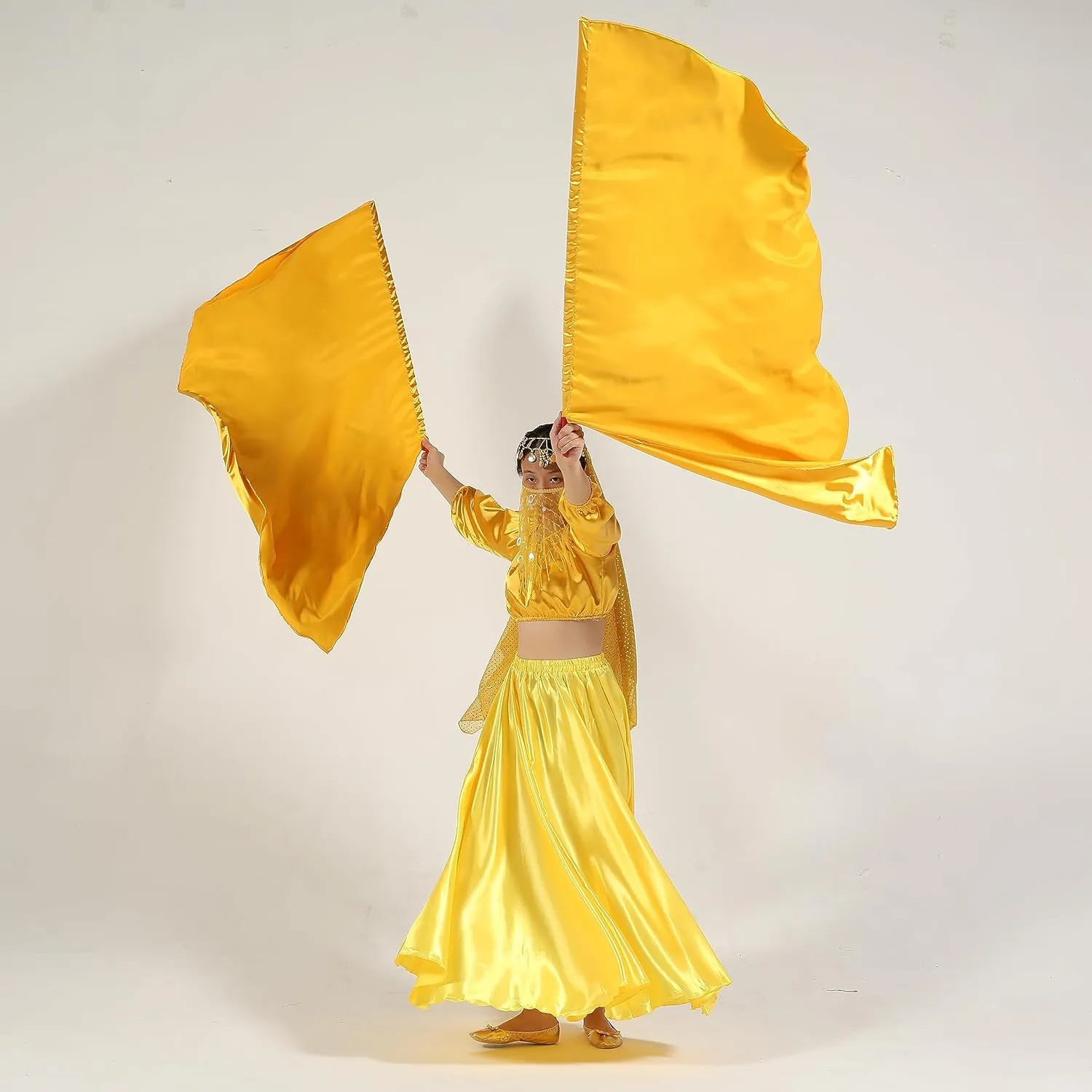 MUNAFIE Elliptic Worship Flags for Dance Praise Church Flags for Worship Banderas de Danza Gold