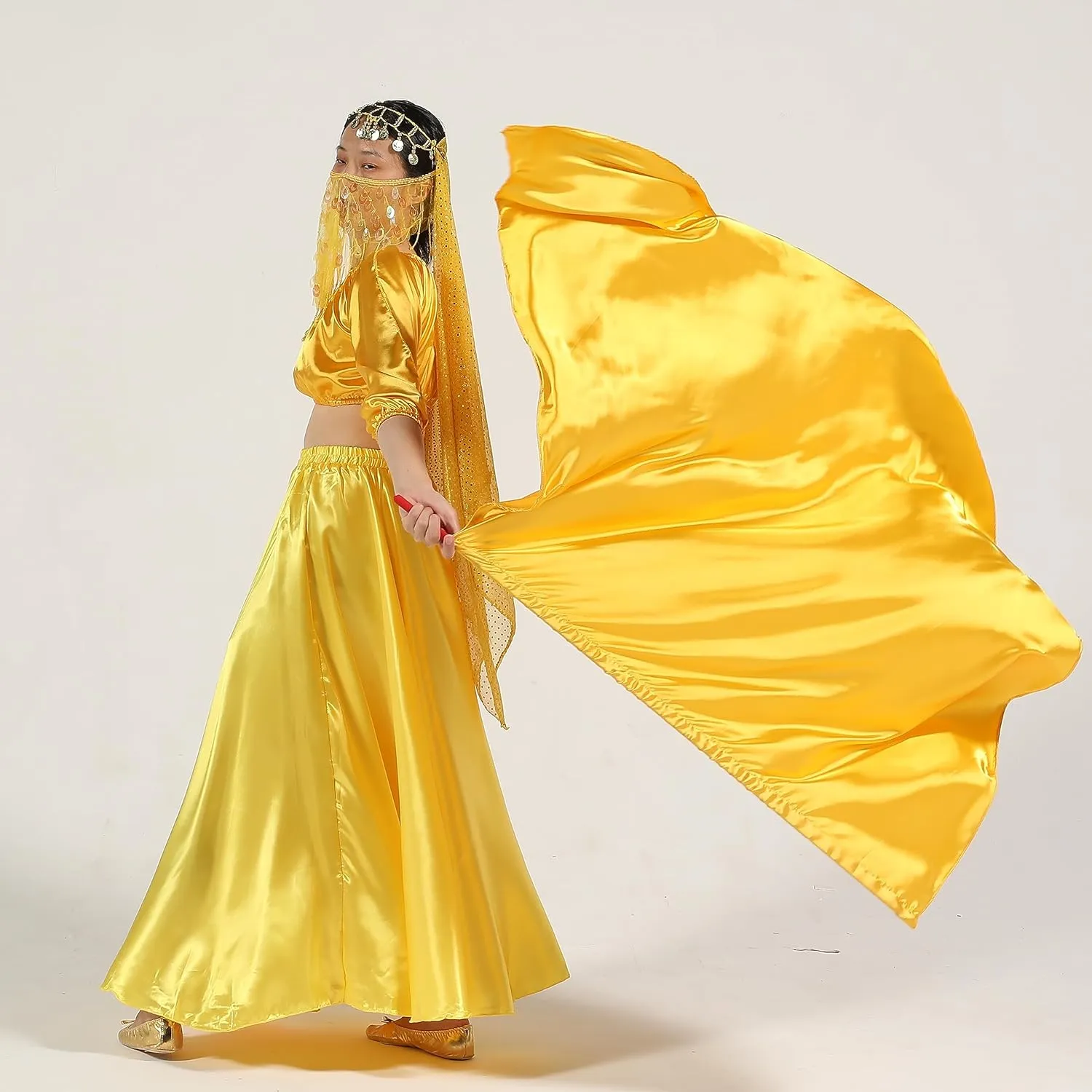 MUNAFIE Elliptic Worship Flags for Dance Praise Church Flags for Worship Banderas de Danza Gold