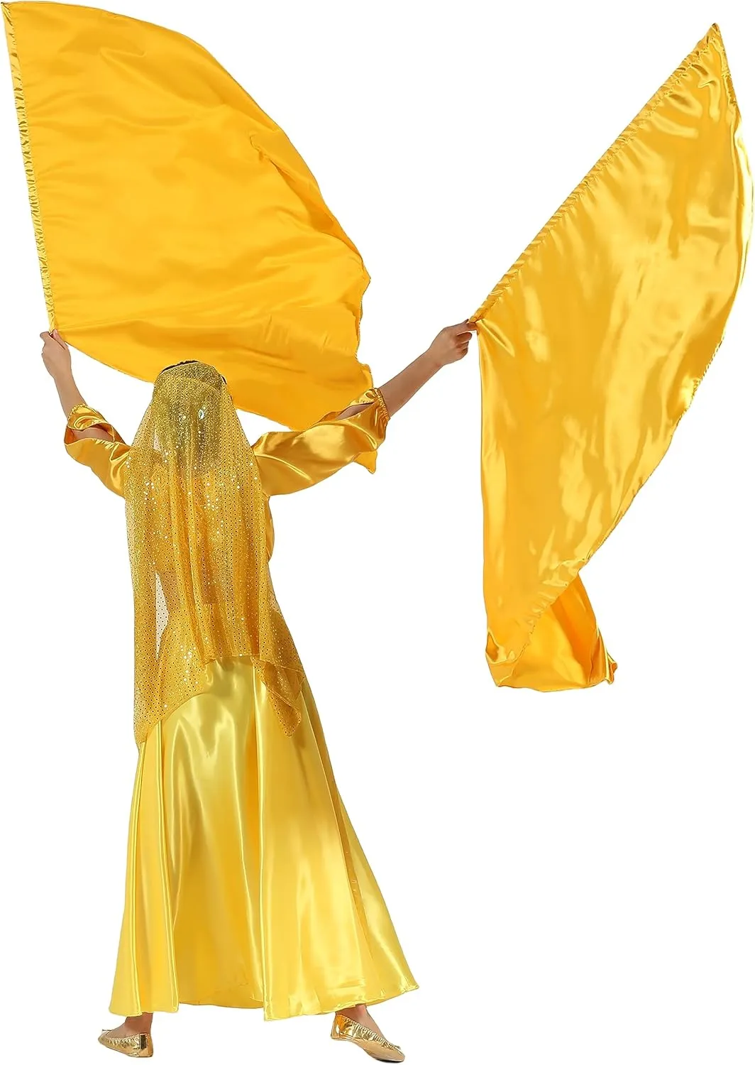 MUNAFIE Elliptic Worship Flags for Dance Praise Church Flags for Worship Banderas de Danza Gold