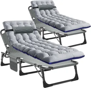 NAIZEA Folding Camping Cot & Lounge Chair - Portable Reclining Chaise for Pool, Beach, Patio Sunbathing