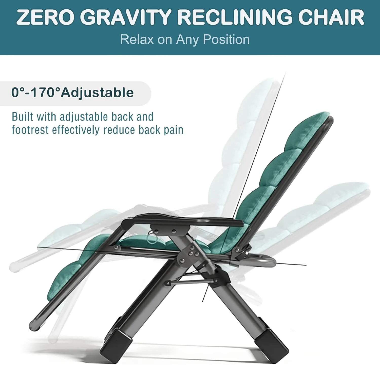 NAIZEA Lounge Chair Patio Zero Gravity Chair Folding Adjustable Reclining Patio Chairs with Cup Holder, Ergonomic Patio Recliner Chairs for Kids and Adult for Indoor and Outdoor