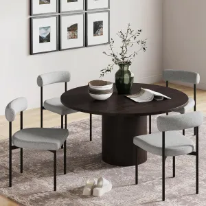 Nathan James Dahlia Modern Kitchen and Dining Chair with Metal Legs and Padded Cushion Upholstery, Light Gray/Black, Set of 4