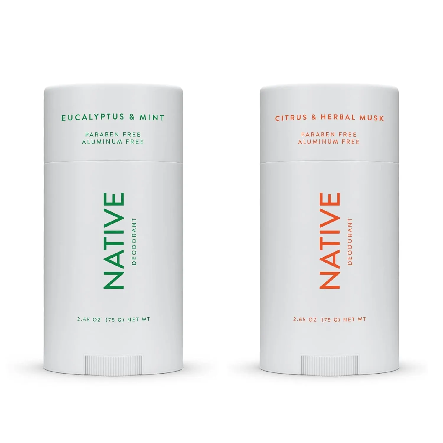 Native Deodorant | Natural Deodorant for Women and Men, Aluminum Free with Baking Soda, Probiotics, Coconut Oil and Shea Butter | Eucalyptus & Mint and Citrus & Herbal Musk - Variety Pack of 2