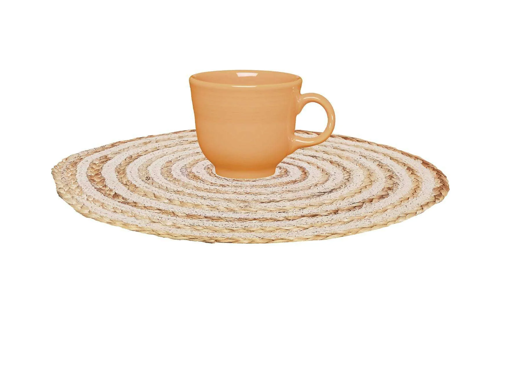 Natural Jute White & Beige TableMat / Dinning mat / PlacemaHandmakers  Natural Jute Round Dining Table Placemats for Utensilts  (Set of 6)