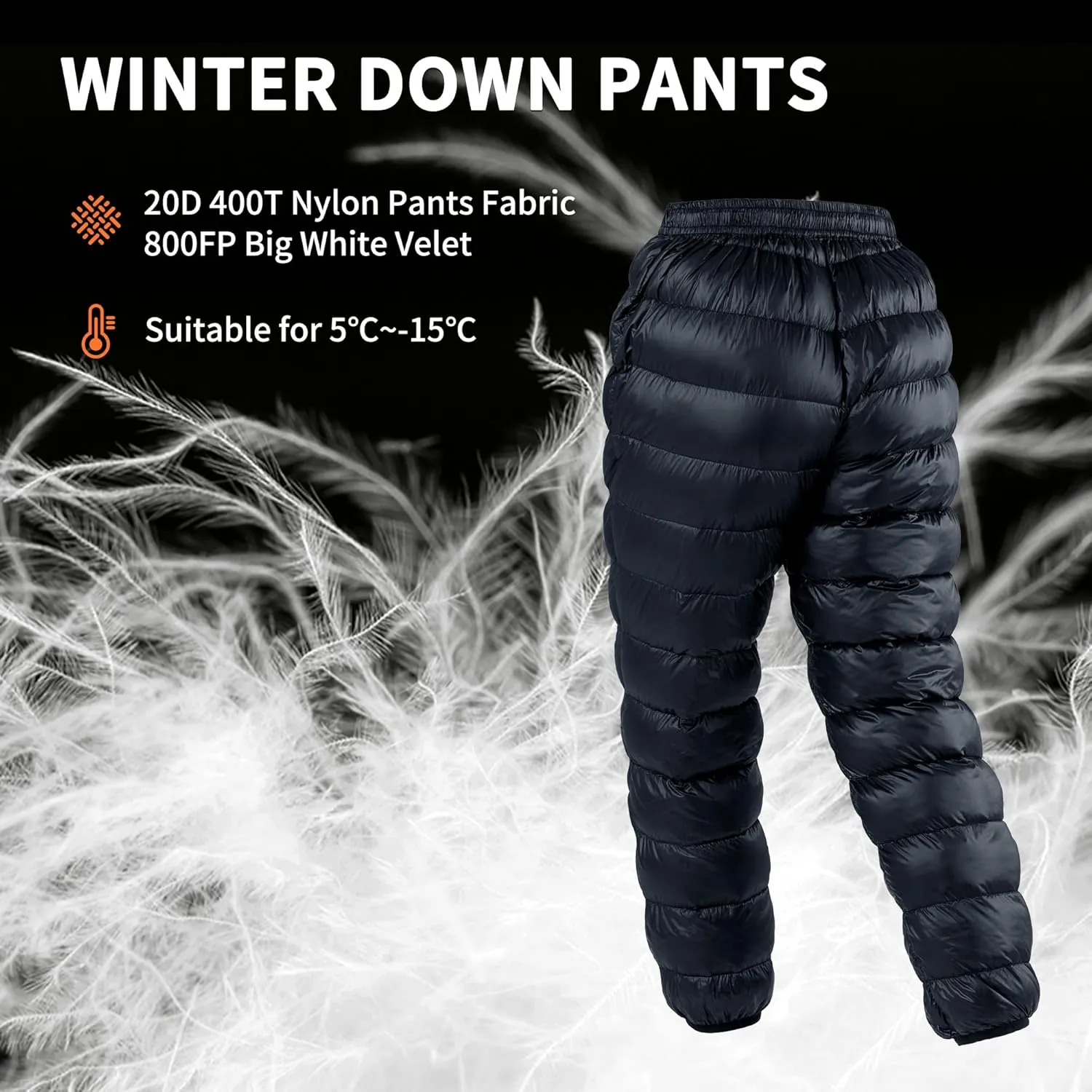 Naturehike Down Pants,Men's Women's Puffy Pants,Winter Warm Outdoor Men Women Ski Snow Pants,Camping Hiking Pants
