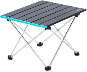Naturehike Portable Camping Side Tables with Aluminum Table Top: Hard-Topped Folding Table in a Bag for Picnic, Camp, Beach, Boat, Useful for Dining & Cooking with Burner, Easy to Clean (Gray)