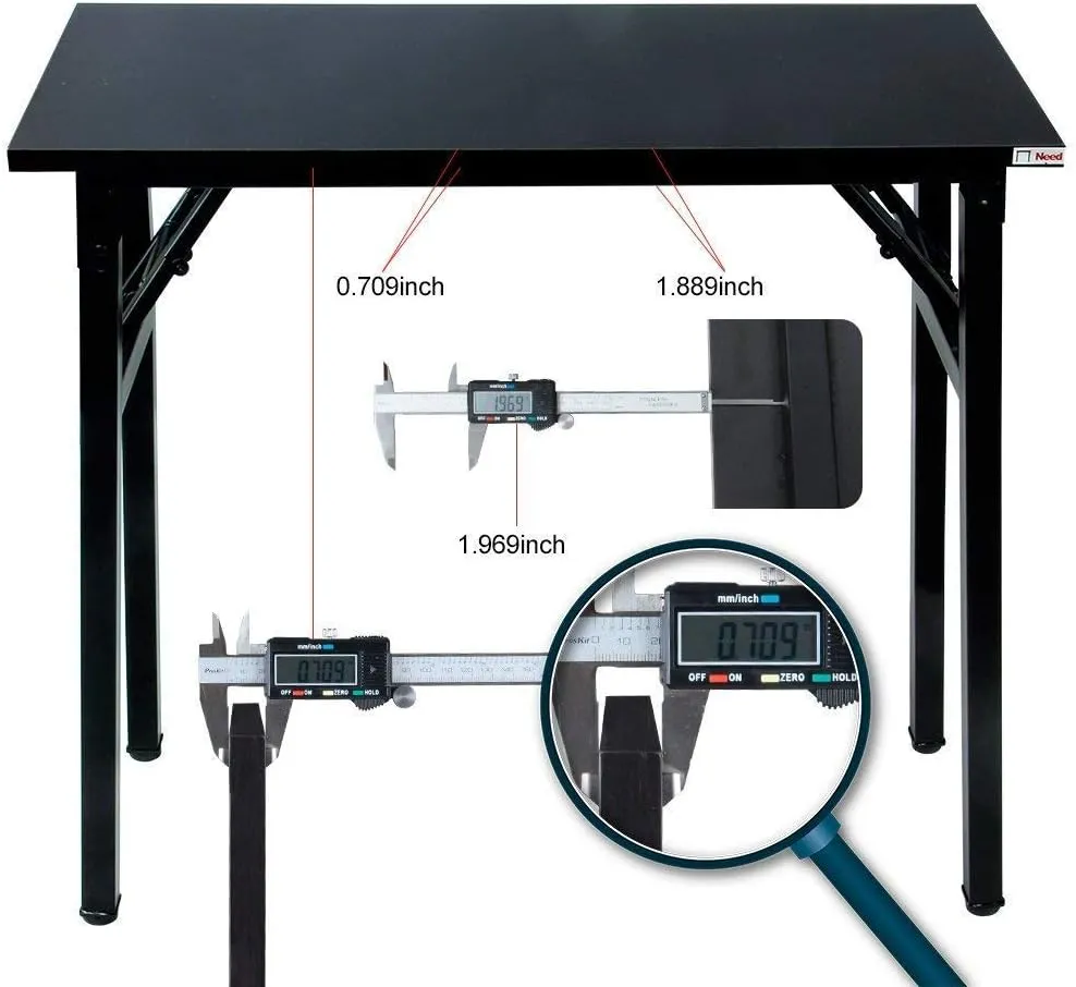 Need Folding Desk - 31 1/2" No Assembly Foldable Small Computer Table,Sturdy and Heavy Duty Writing Desk for Small Spaces, Black&Black Frame