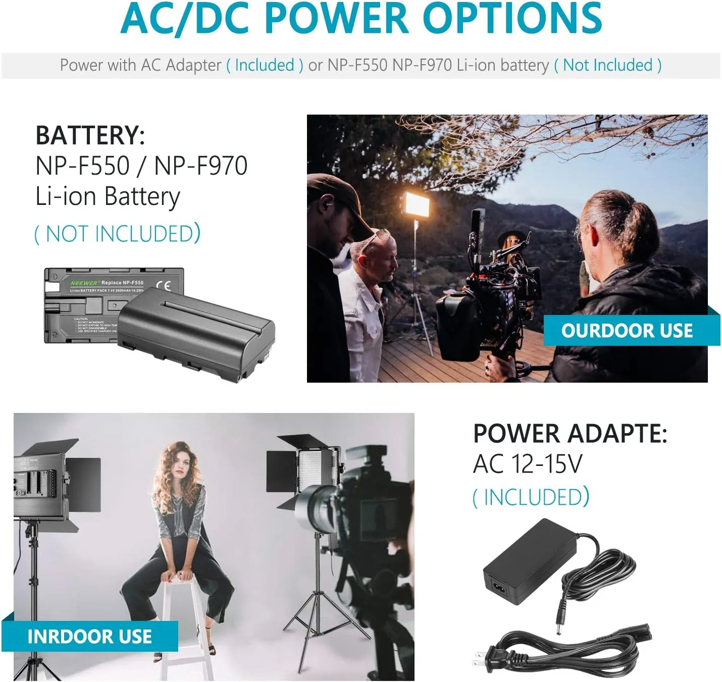 Neewer Professional Metal Bi-Color LED Video Light for Studio, YouTube, Product Photography, Video Shooting, Durable Metal Frame, Dimmable 660 Beads, with U Bracket and Barndoor, 3200-5600K, CRI 96 