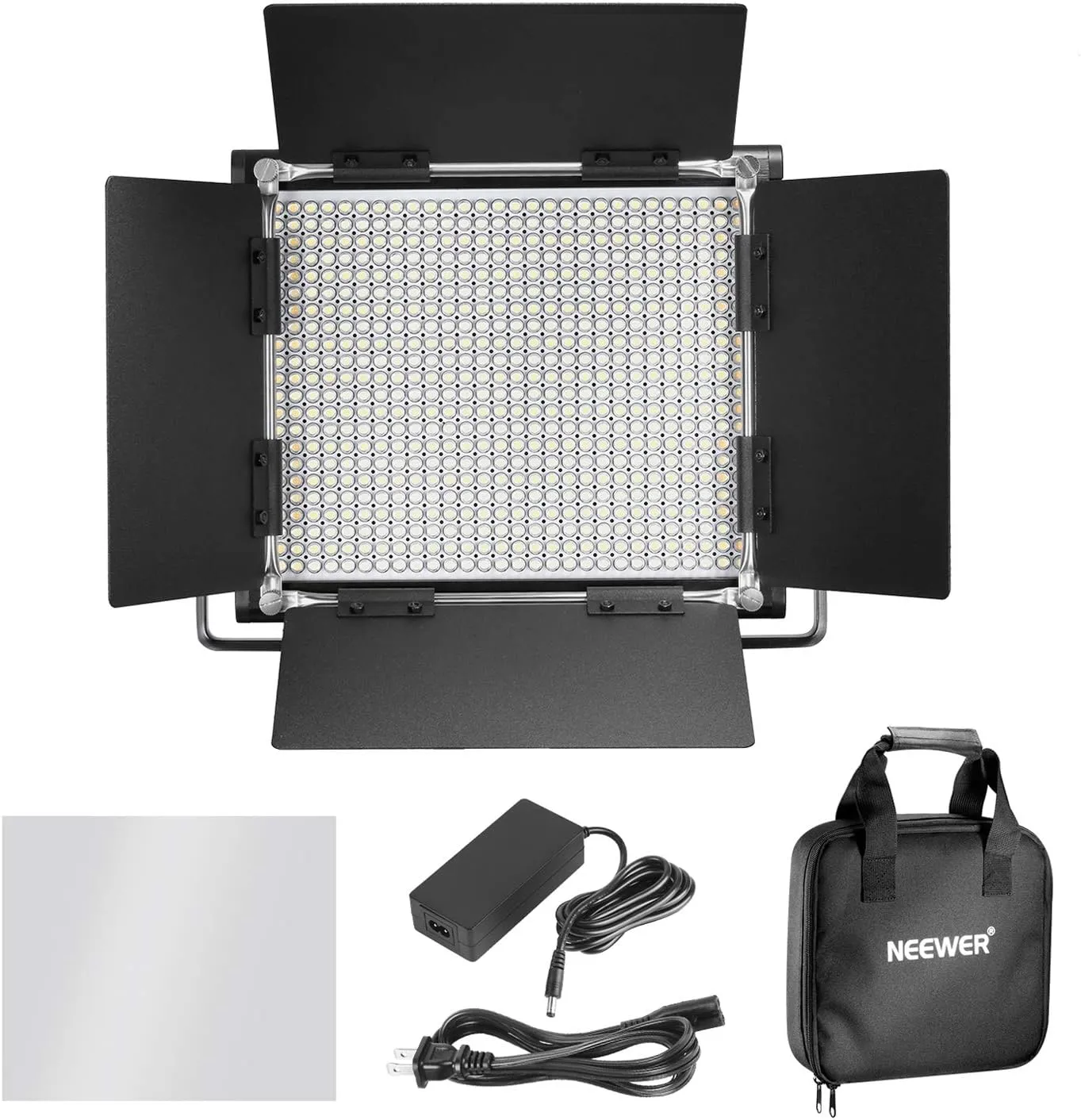 Neewer Professional Metal Bi-Color LED Video Light for Studio, YouTube, Product Photography, Video Shooting, Durable Metal Frame, Dimmable 660 Beads, with U Bracket and Barndoor, 3200-5600K, CRI 96 