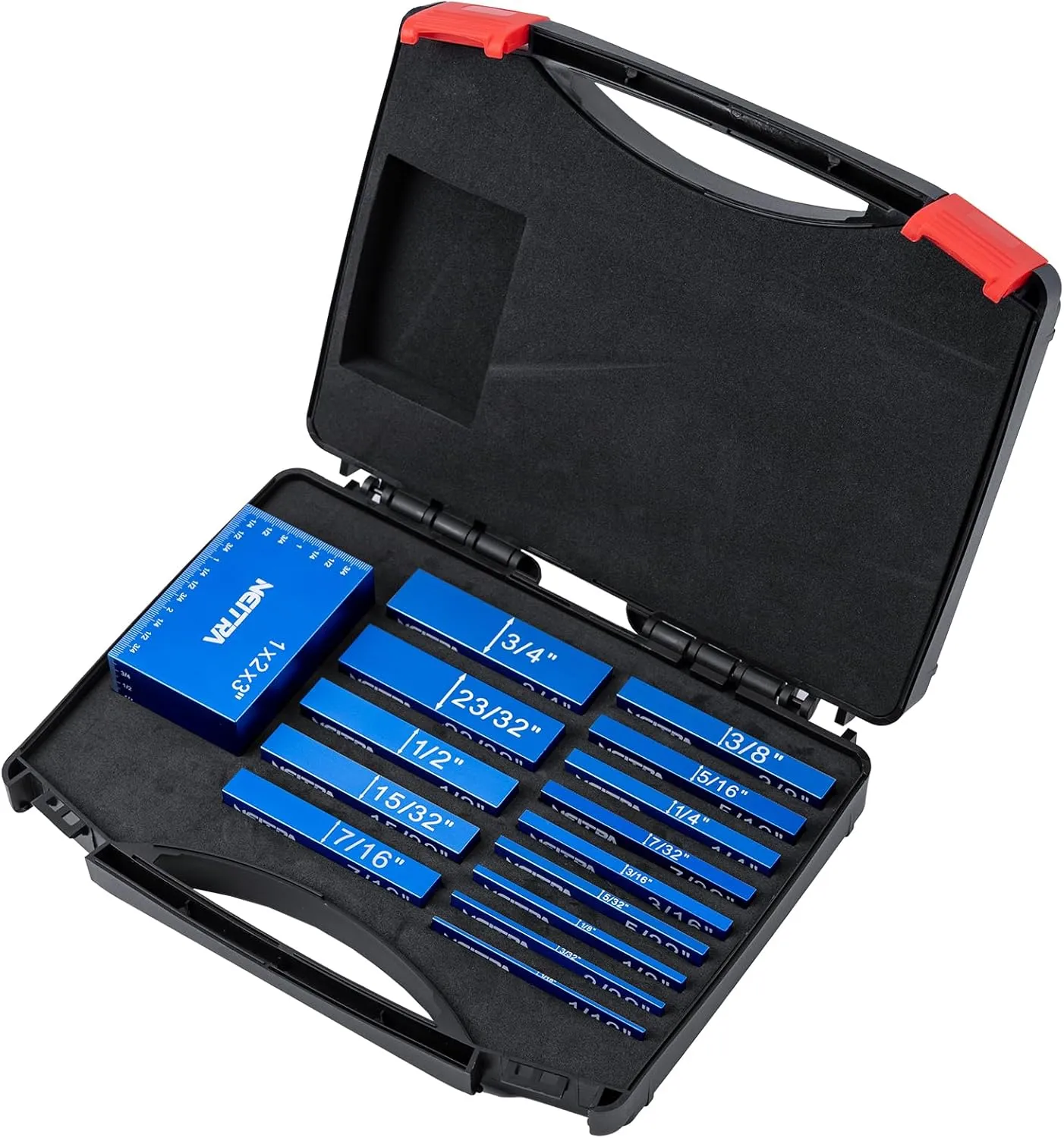 Neitra Setup Blocks Woodworking - 15 PCS Aluminum Height Gauge Blocks Set for Router and Table Saw Accessories Woodworking Set Up, Precision Setup Bars Include Laser Engraved Size Markings
