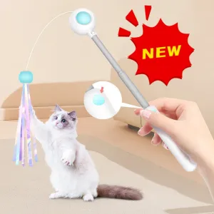 NEW 2-in-1 Retractable Cat Wand Toys Gravity Pet Laser Tease Cat Stick Self Hi Toy With Ball