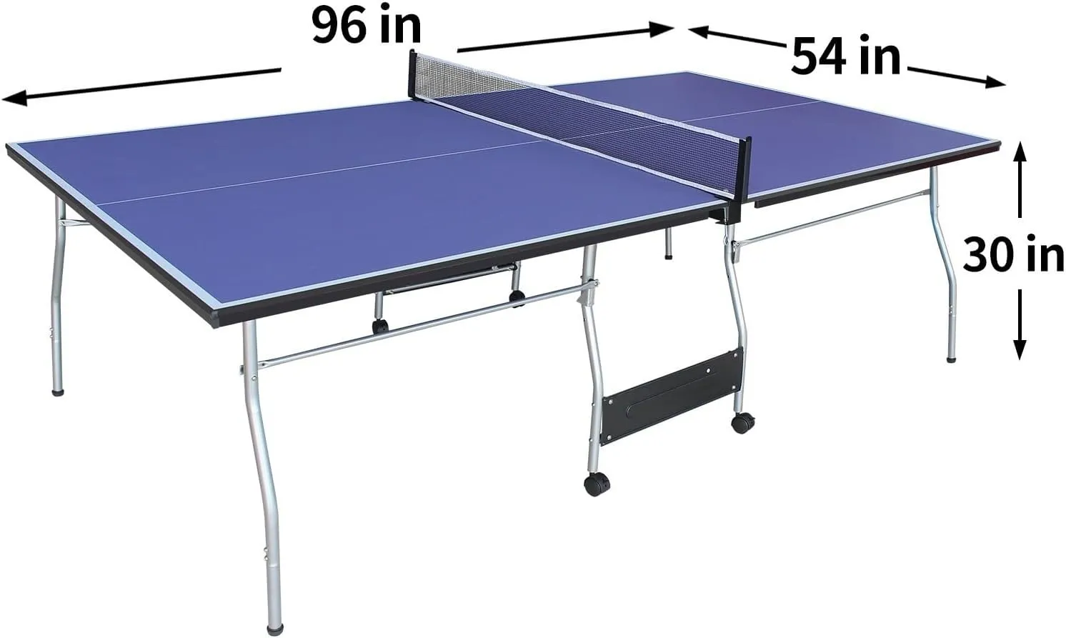 NicBex Ping Pong Table 8ft Mid-Size Table Tennis Table Foldable Portable Ping Pong Table Set with Net, 2 Table Tennis Paddles and 3 Balls for Indoor & Outdoor Games for Adults and Family, Blue