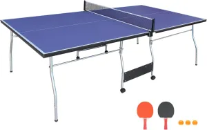 NicBex Ping Pong Table 8ft Mid-Size Table Tennis Table Foldable Portable Ping Pong Table Set with Net, 2 Table Tennis Paddles and 3 Balls for Indoor & Outdoor Games for Adults and Family, Blue