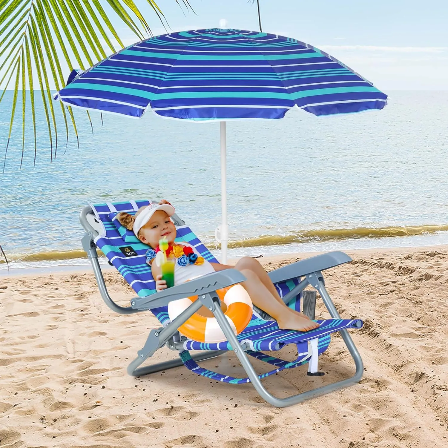 Nice C Toddler Beach Chair, Kids Beach Chair with Umbrella, Baby Beach Chair, Kids Beach Chair, Kids Camping Chair, Toddler Camping Chair, Backpack Beach Chair 5-Position, Kids Folding Chair (2-Pack)