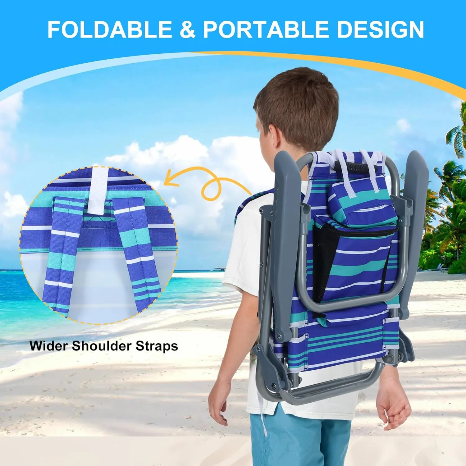 Nice C Toddler Beach Chair, Kids Beach Chair with Umbrella, Baby Beach Chair, Kids Beach Chair, Kids Camping Chair, Toddler Camping Chair, Backpack Beach Chair 5-Position, Kids Folding Chair (2-Pack)