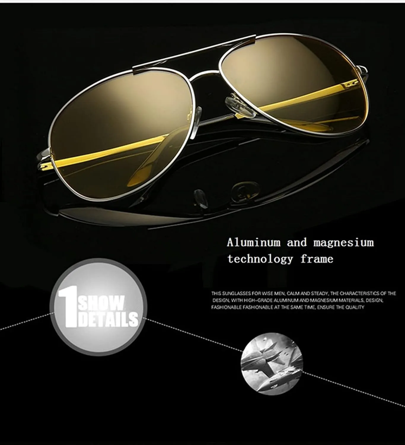 Night Vision Glasses for Men Women Polarized UV400 Aviator Anti Glare Yellow Safety Night View Driving Eyewear
