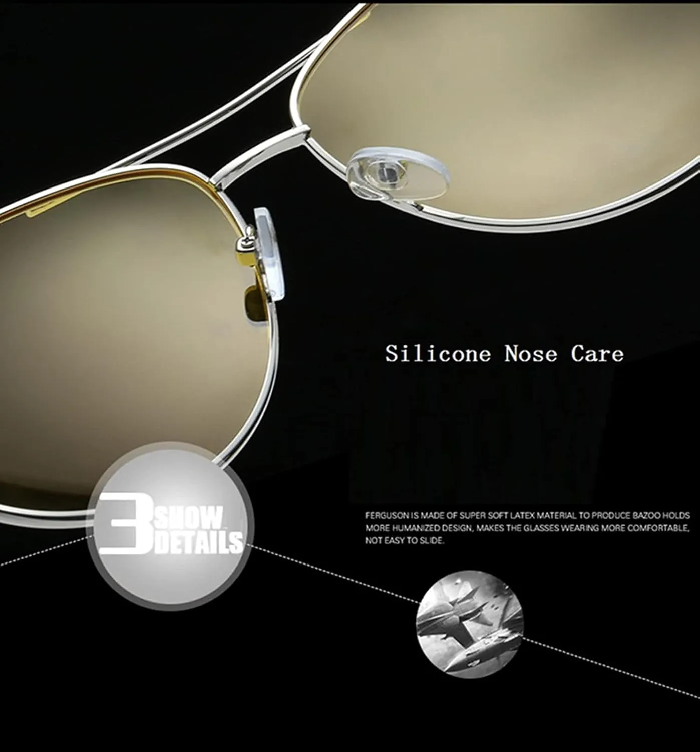 Night Vision Glasses for Men Women Polarized UV400 Aviator Anti Glare Yellow Safety Night View Driving Eyewear