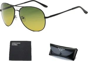 Night Vision Glasses for Men Women Polarized UV400 Aviator Anti Glare Yellow Safety Night View Driving Eyewear