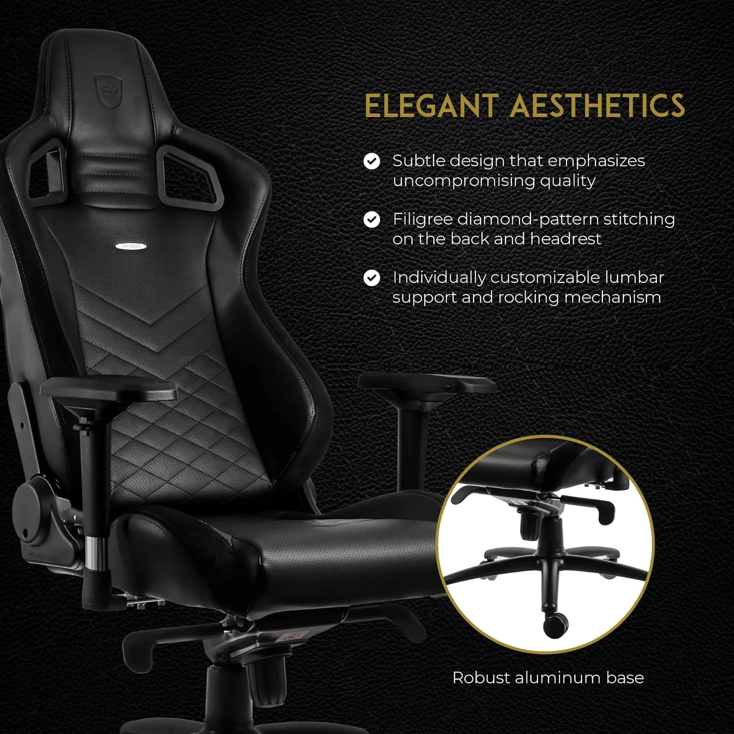 noblechairs Epic Reclining Gaming Chair and Reclining Office Chair, PU Faux Leather, Black