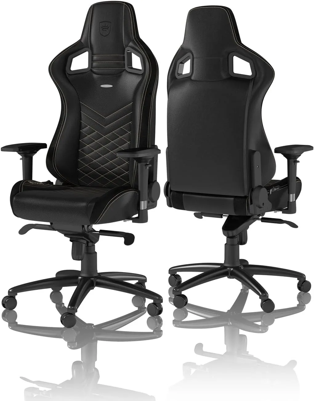 noblechairs Epic Reclining Gaming Chair and Reclining Office Chair, PU Faux Leather, Black/Gold