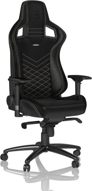 noblechairs Epic Reclining Gaming Chair and Reclining Office Chair, PU Faux Leather, Black/Gold