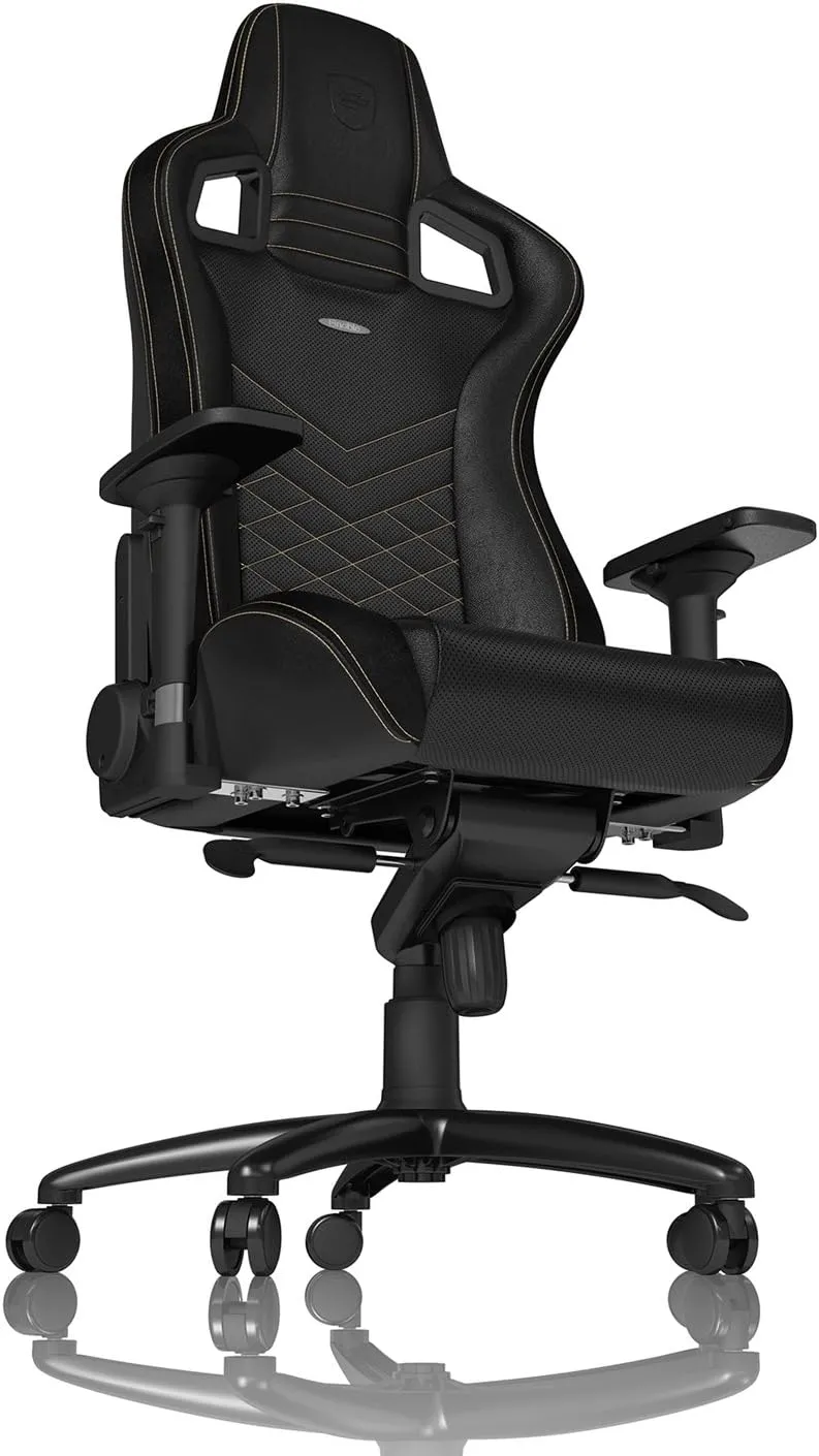noblechairs Epic Reclining Gaming Chair and Reclining Office Chair, PU Faux Leather, Black/Gold