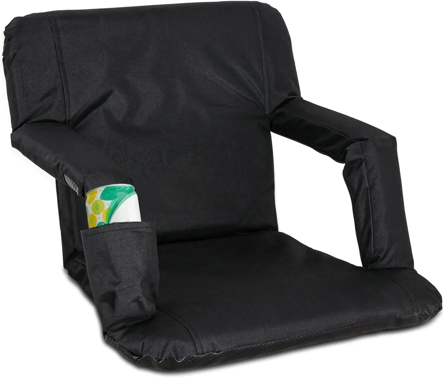 Nouva Portable Stadium Seat,Folding Reclining Bleacher Chair 6 Reclining Positions with Back Support Storage Pocket Shoulder Strap Black