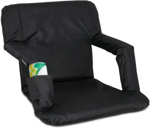 Nouva Portable Stadium Seat,Folding Reclining Bleacher Chair 6 Reclining Positions with Back Support Storage Pocket Shoulder Strap Black