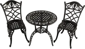 Oakland Living AZ1755-GRAPE-BISTRO-SB Outdoor Aluminum 3 pc Bistro Set, Sand Black
