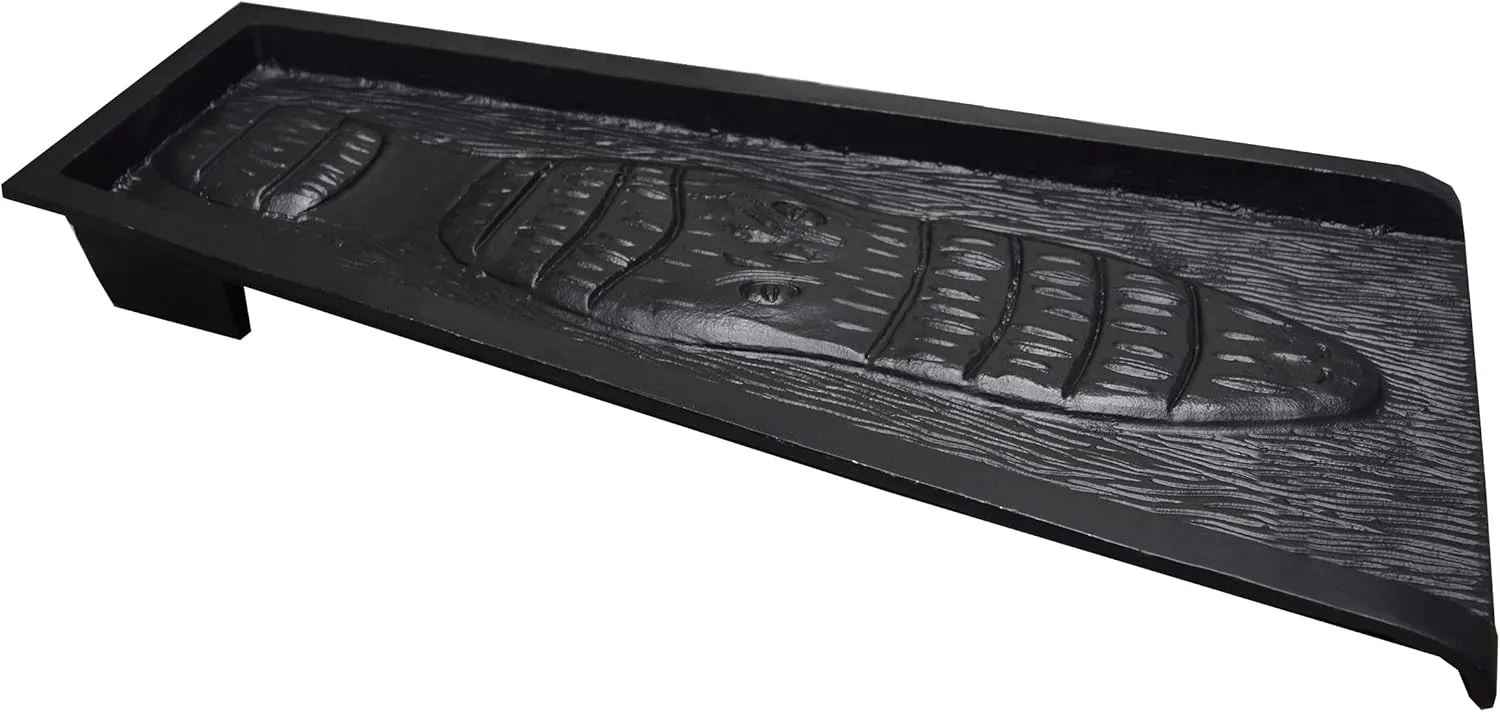 Oakland Living AZGATOR-SB-Black Alligator Crocodile Cast Aluminum Metal Downspout Gutter 24 in. Heavy Splash Block